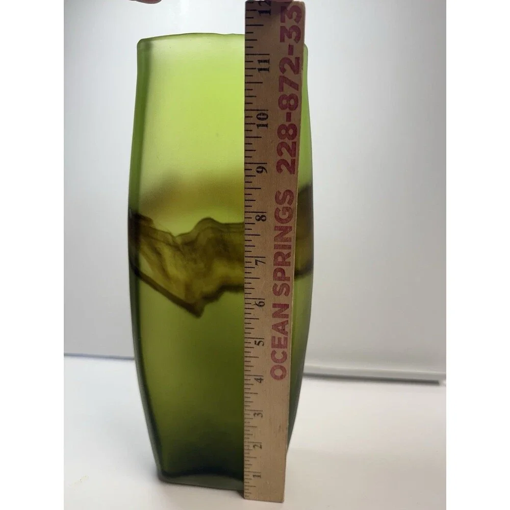 Casa Christina Green Frosted Brown Marble Glass Vase